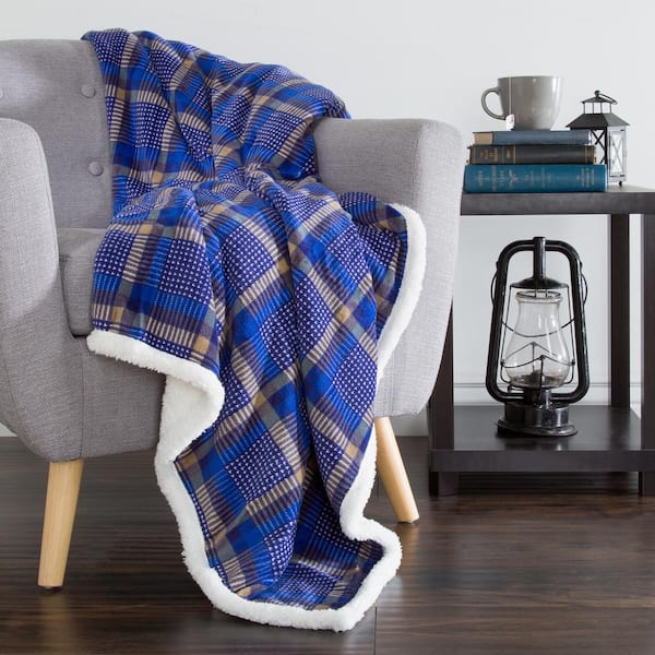 Plaid Fleece Sherpa Throw