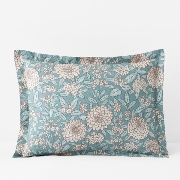 Company Cotton Zinnia Garden Teal Cotton Percale Sham