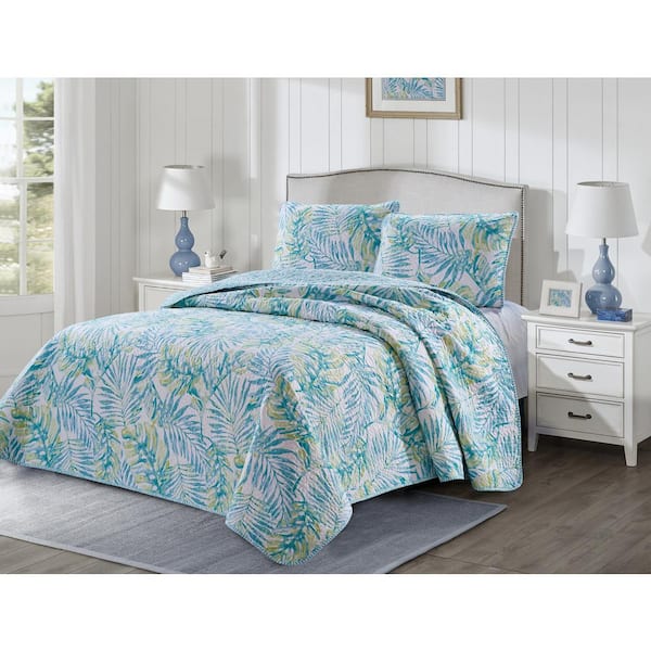 Tropical Vibes White Microfiber Quilt Set