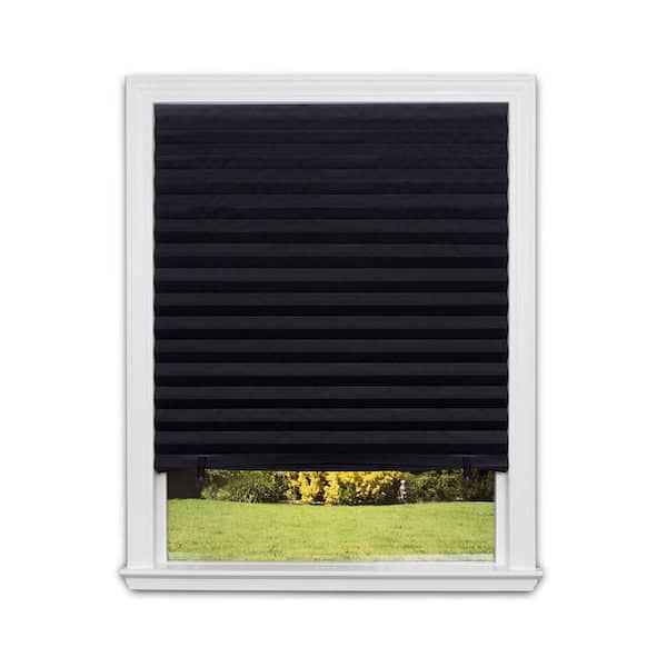 No Tools Original Blackout Pleated Paper Shade Black