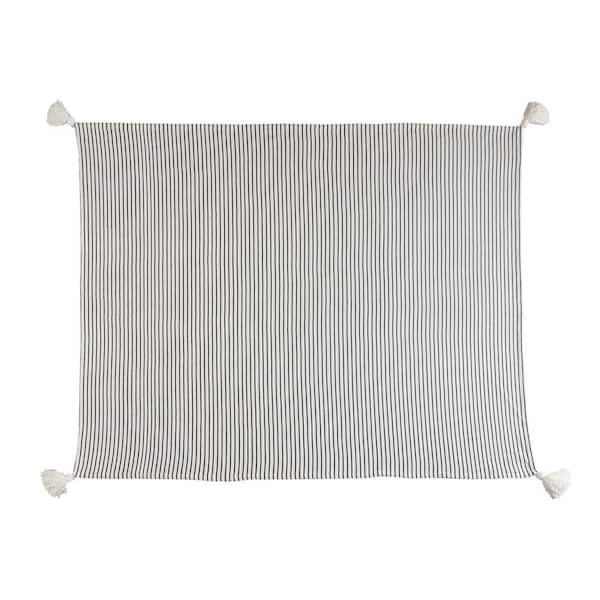 Nicobar Striped Tasseled Cotton Throw Blanket