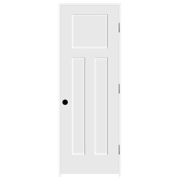 Craftsman Smooth 3-Panel Primed Molded Single Prehung Interior Door