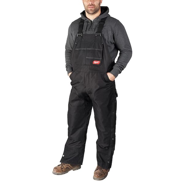 Men's Gridiron Black Zip-to-Thigh Bib Overall