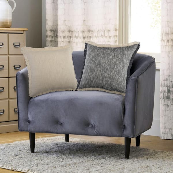 Lyra Fringed Cozy Poly-Fill 20 in. x 20 in. Throw Pillow