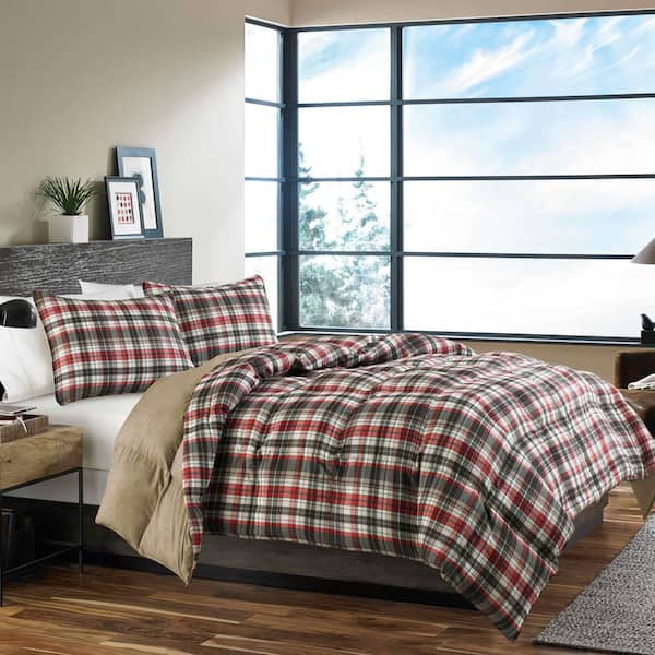 Astoria Red Plaid Microfiber Comforter Set