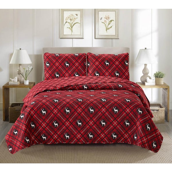 Rudolph Red Microfiber Quilt Set