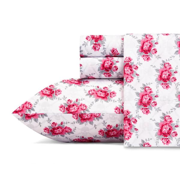 Skull Rose Trellis Graphic Microfiber Sheet Set
