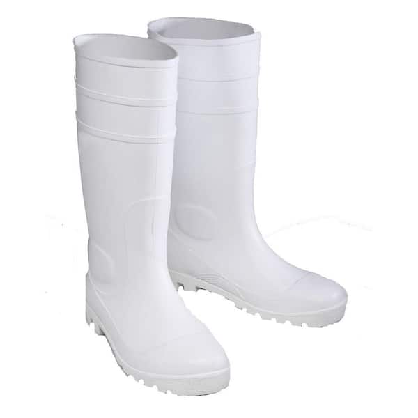 White PVC Steel Toe Boots
