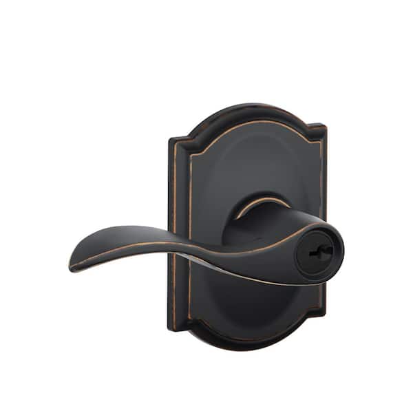 Schlage Camelot Collection with Accent Lever in Aged Bronze - The