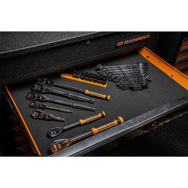 GEARWRENCH GSX 26 in. Black and Molten Orange 20-Gauge Steel 9-Drawer  Rolling Cabinet GSX8234083241 - The Home Depot