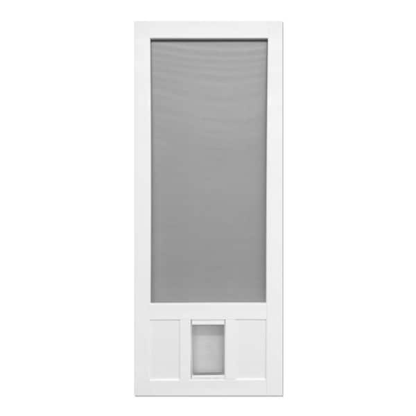 Chesapeake Series Solid Vinyl Screen Door with Medium Pet Flap