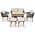 6-Piece Rope Patio Furniture Set, with Acacia Wood Cool Bar Table，Ice Bucket and Two Stools(Black & Beige)