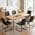 Oak Table+6 U-shaped Black Chairs color or pattern variation