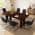 Walnut Table+6 U-shaped Black Chairs color or pattern variation