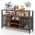 Coffee Metal 55 in. Buffet Sideboard with 8 Wine Rack and 6 Glass Holders