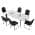 White Table+6 U-shaped Black Chairs color or pattern variation