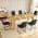 Oak Table+6 U-shaped Black Chairs color or pattern variation
