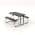 59 in. Black Rectangle Stainless Steel Folding Picnic Table Bench Set with Wood-like Texture color or pattern variation