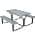 59 in. Gray Rectangle Metal Outdoor Picnic Table Bench Set for 6-Person with Metal Base color or pattern variation