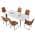 White Table+6 U-shaped Brown Chairs color or pattern variation