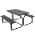 59 in. Black Rectangle Metal Outdoor Picnic Table Bench Set for 6-Person with Metal Base color or pattern variation