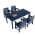 70.9 in. W Table + 4 Slat Back Chairs - Navy Blue color or pattern variation