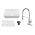 Glossy White Fireclay Kitchen Sink + Brushed Nickel Pull Down Sprayer Kitchen Faucet