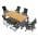 Brown Table Top and Aluminum Frame in Black Finish. color or pattern variation