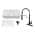 Glossy White Fireclay Kitchen Sink + Matte Black Pull Down Sprayer Kitchen Faucet