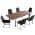 Walnut Table+6 Black Chairs color or pattern variation