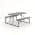59 in. Gray Rectangle Stainless Steel Folding Picnic Table Bench Set with Wood-like Texture color or pattern variation