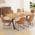 Oak Table+6 U-shaped Brown Chairs color or pattern variation