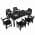 70.9 in. W Table + 6 Ladder Back Chairs - Black color or pattern variation