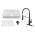 Glossy White Fireclay Kitchen Sink + Matte Black Pull Down Sprayer Kitchen Faucet