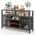Gray Metal 55 in. Buffet Sideboard with 8 Wine Rack and 6 Glass Holders