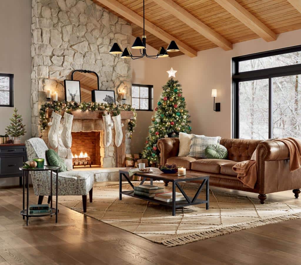 Christmas Lodge Backdrop and Reclaimed Wood Floor Drop Bundle
