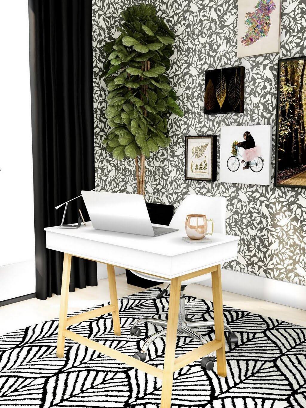 Black Patterned Home Office