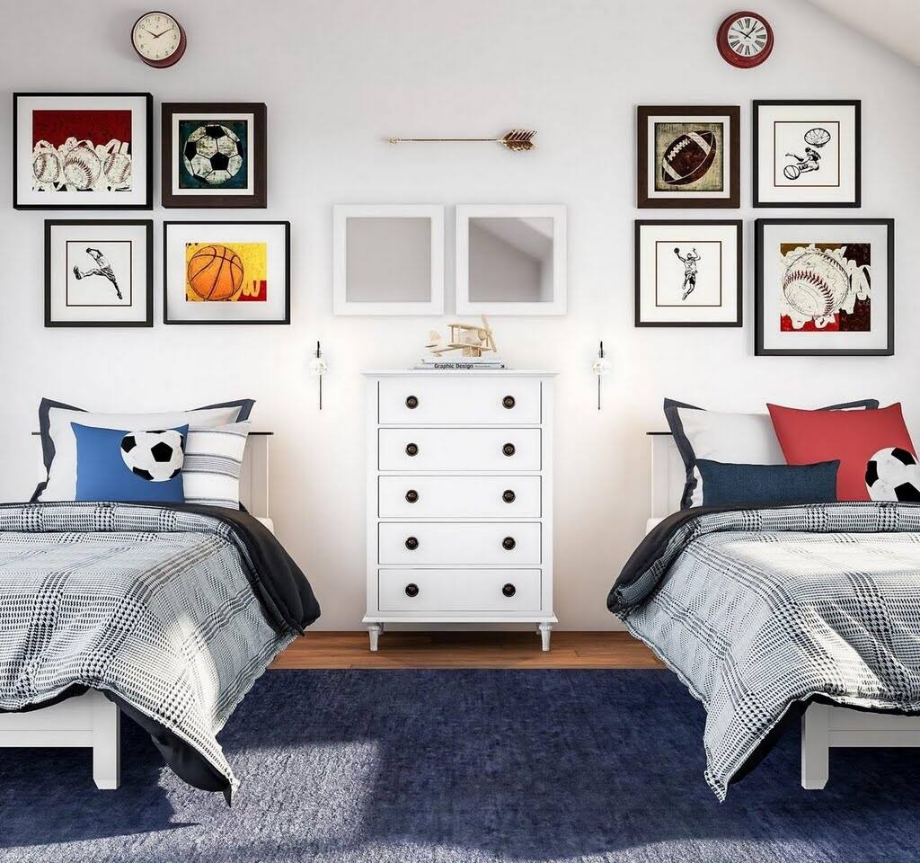 Boys' Bedroom with Slim Dresser