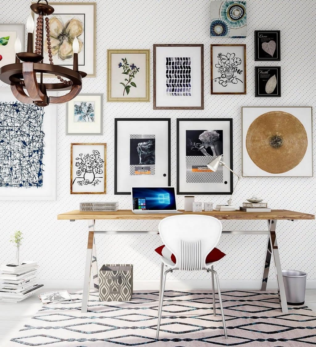 Quirky White and Blue Home Office