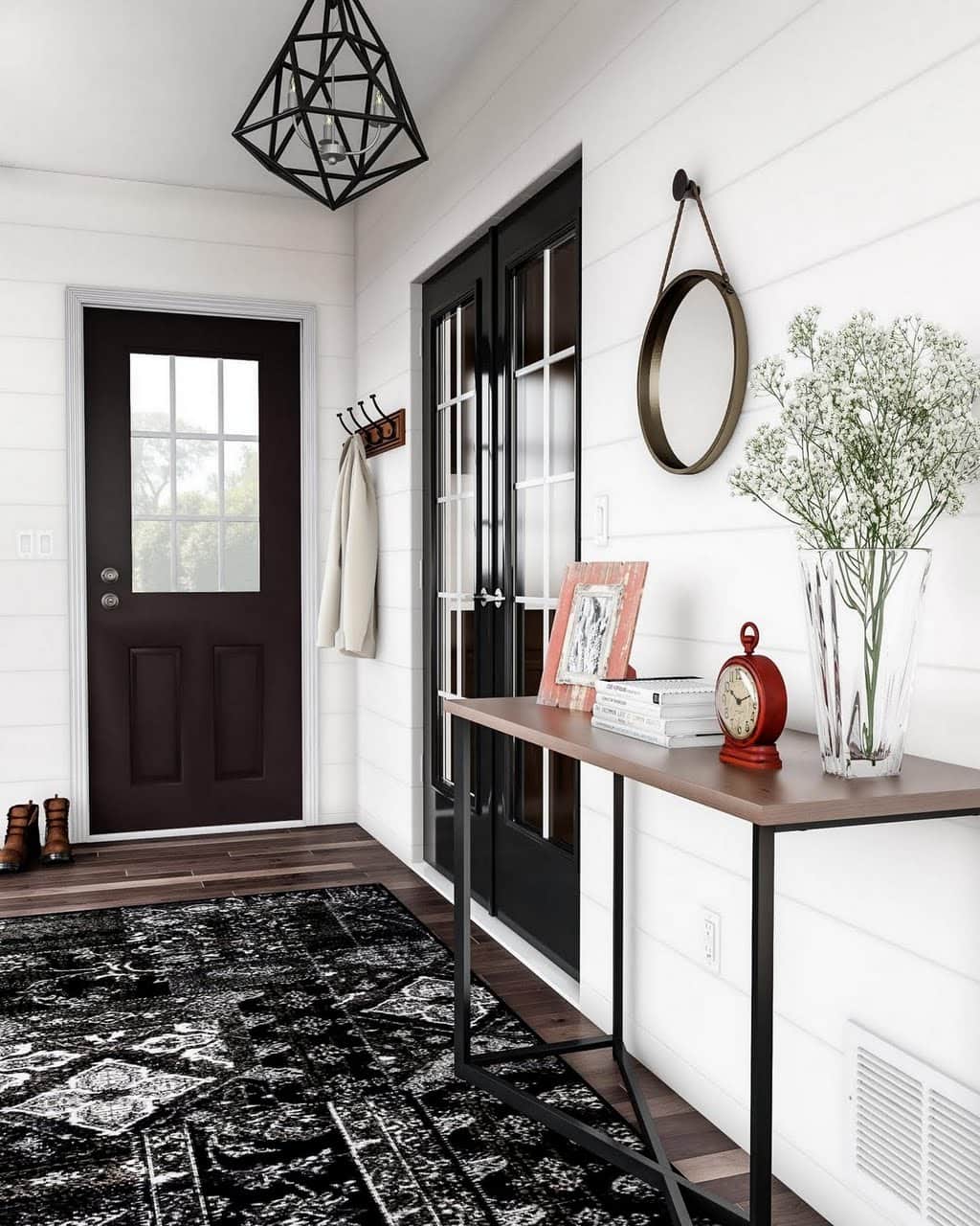 Black and White Modern Cottage Entryway
