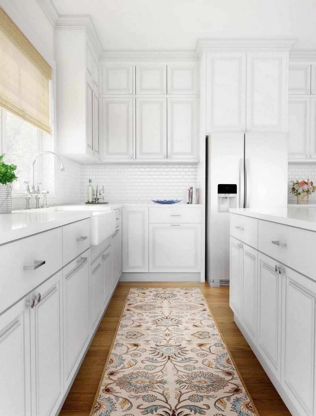 Classic White Kitchen with Medium-Toned Floors