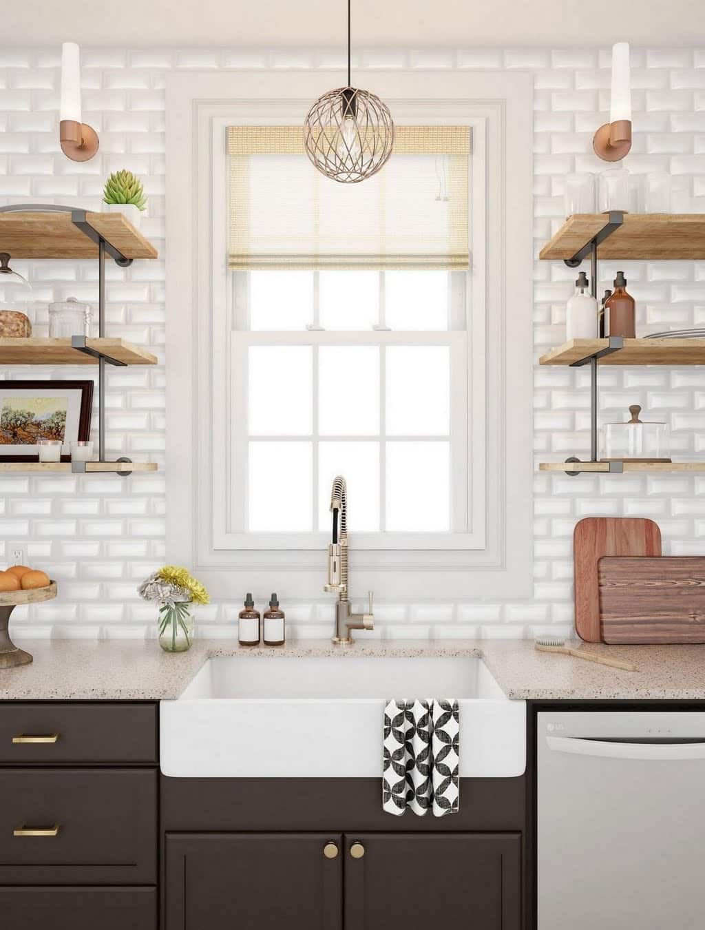 Rustic Kitchen with Subway Tile