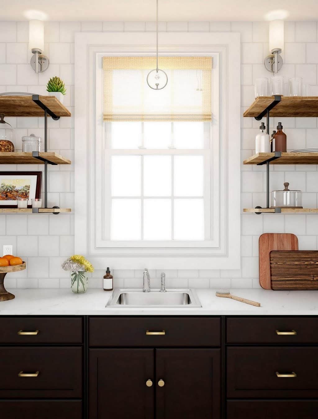 Contrast Kitchen with Sconces