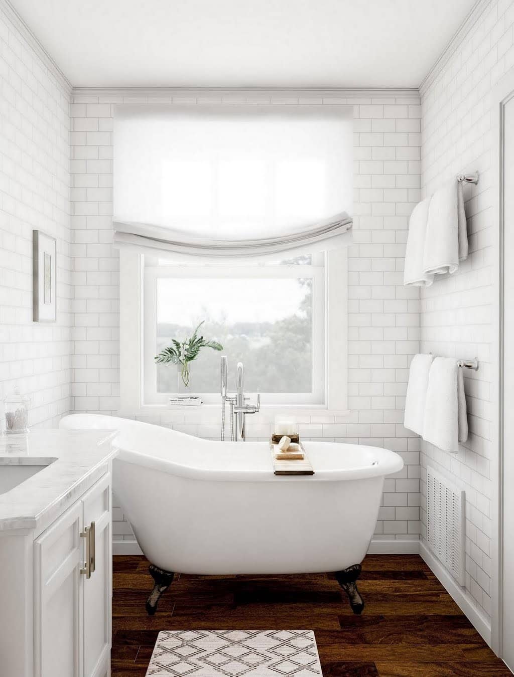 Subway Tile and Wood Bathroom