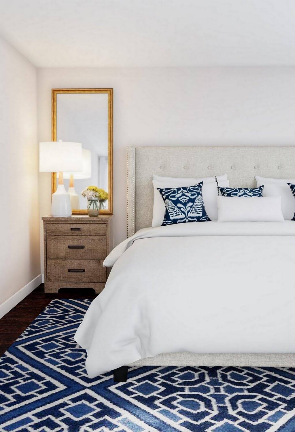 Classic Blue-Patterned Bedroom