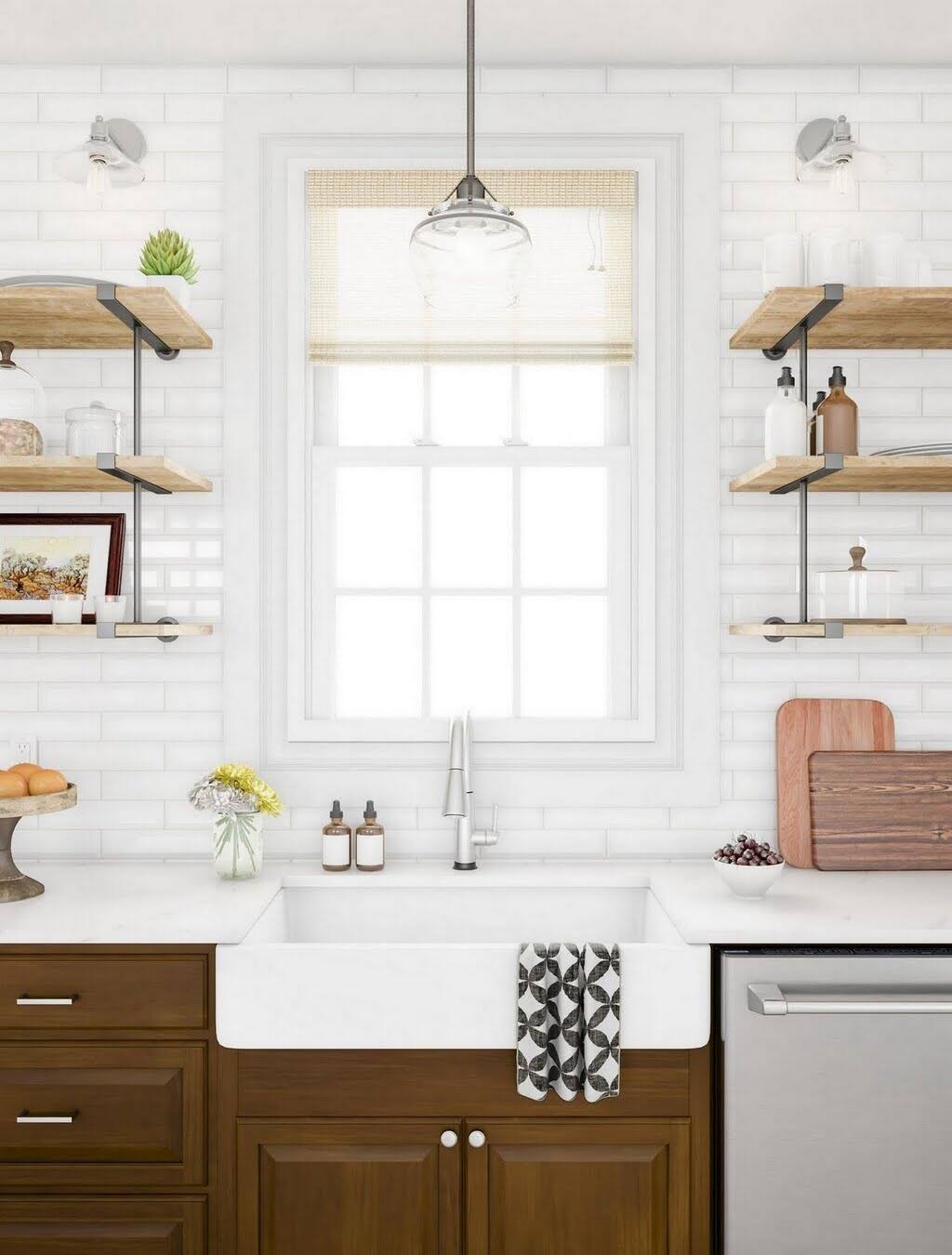 Cottage Kitchen with Subway Tile
