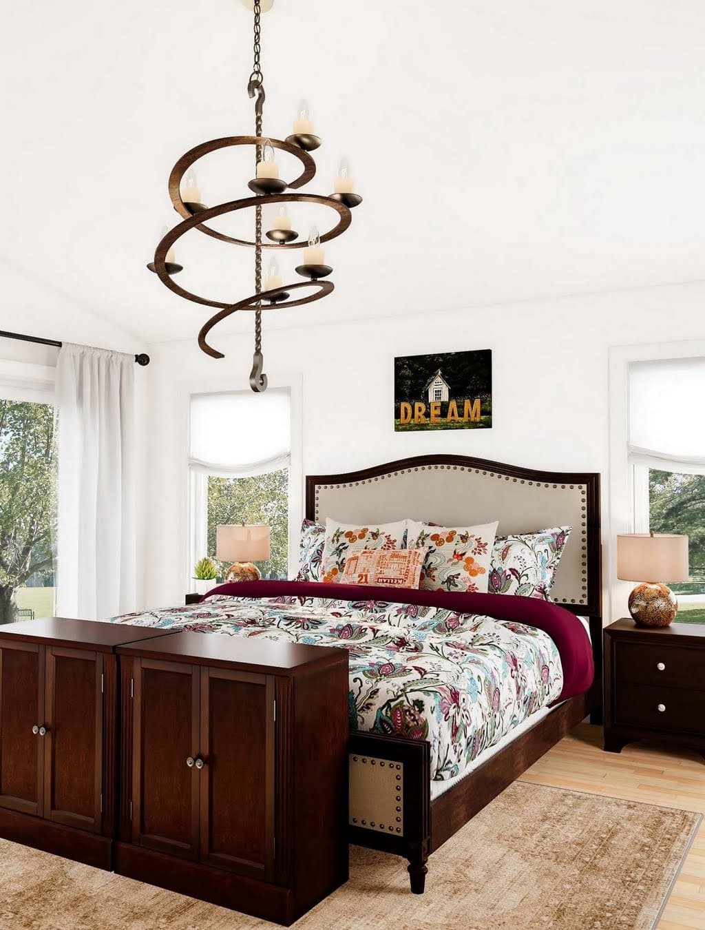Contemporary Bedroom with Heavy Wood