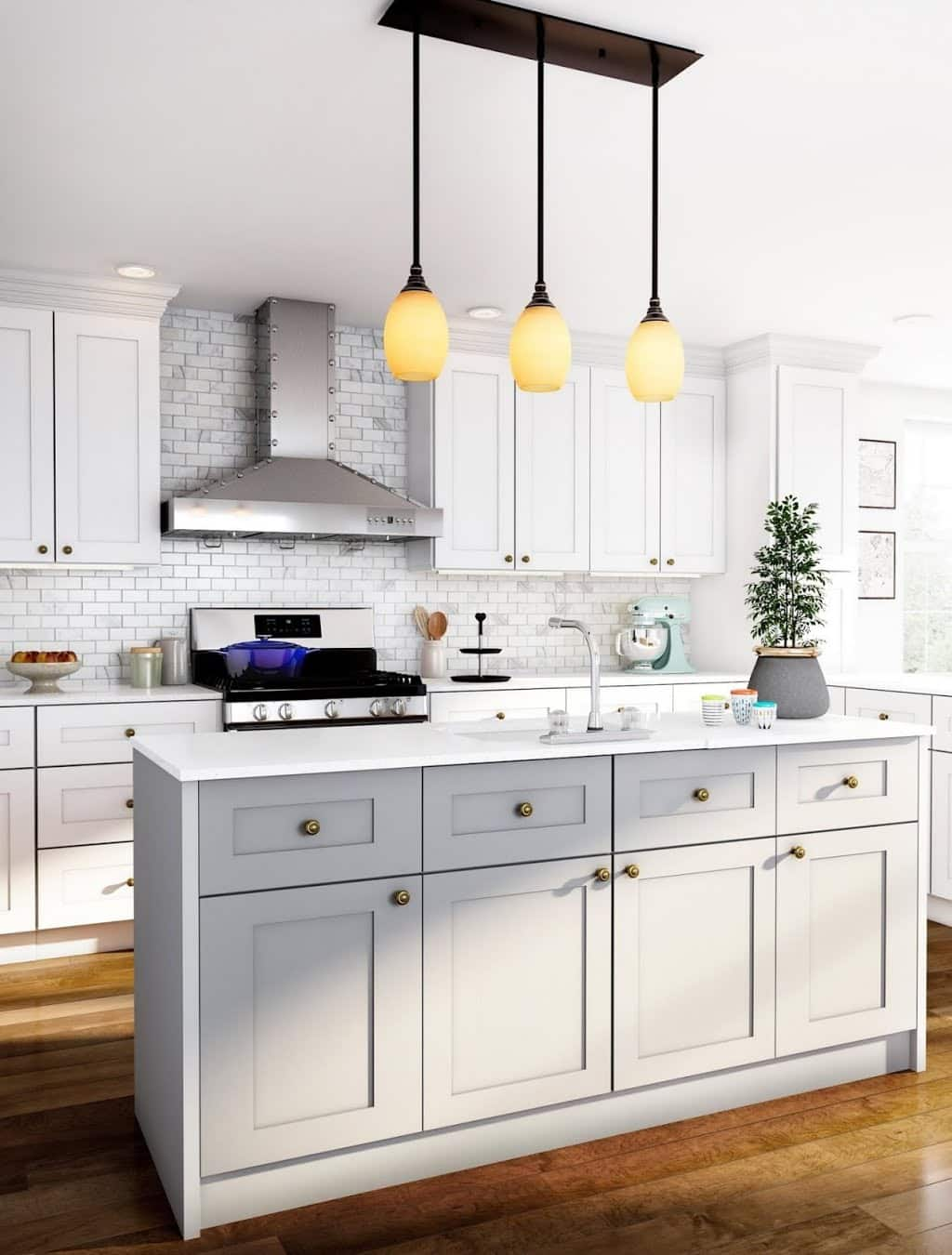 Open White and Silvertones Kitchen