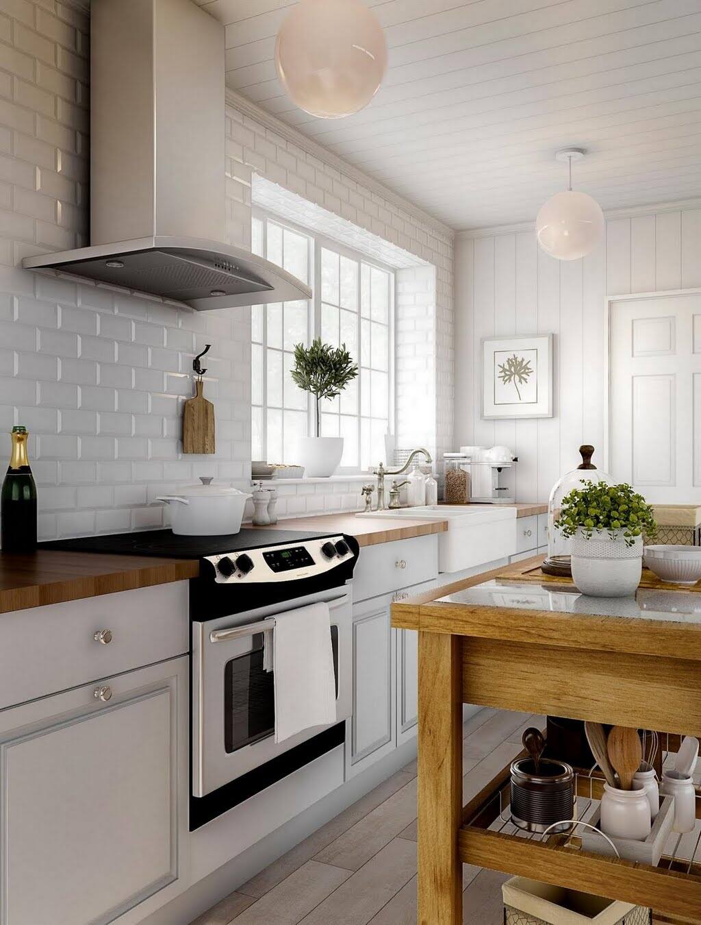 Minimalist White Farmhouse Kitchen