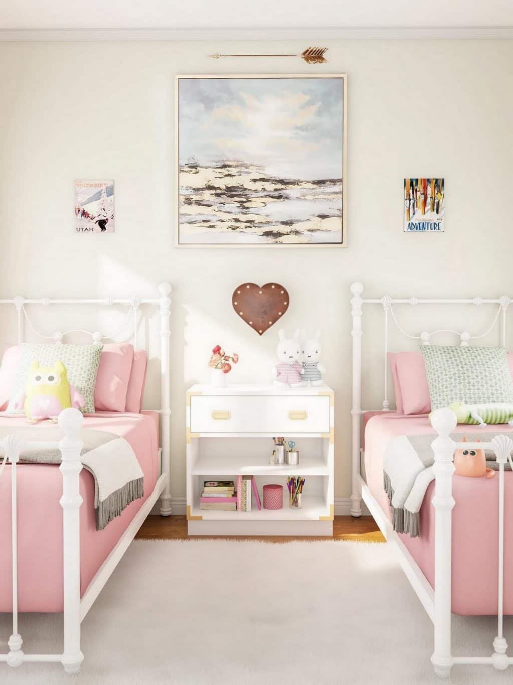Pink Coastal Girls Bedroom